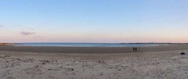 sandy beach at sunset