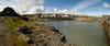 Craster village behind the harbour